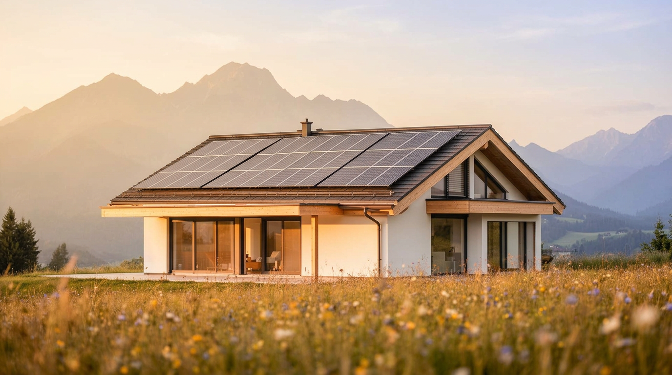 Modernes Einfamilienhaus mit Photovoltaikanlage